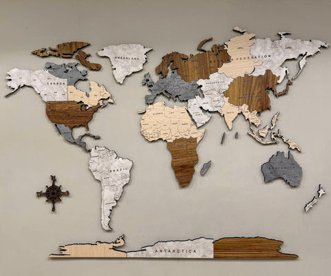 Wooden World Map 120 cm / 47"