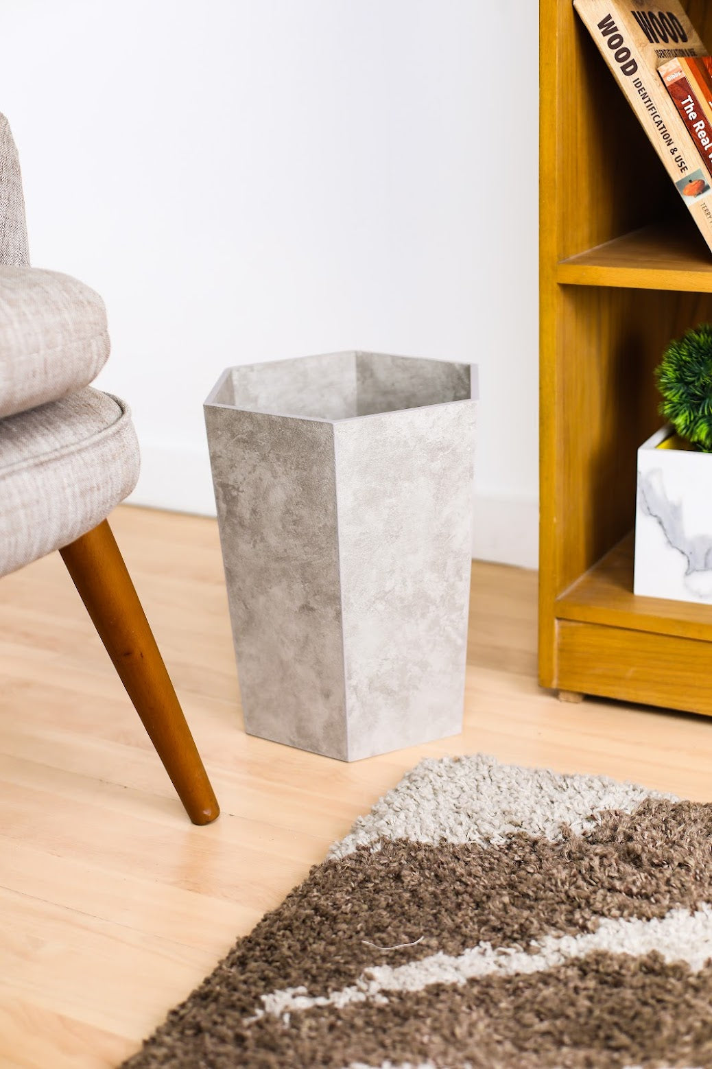 Classy Marble Texture Hexagon Trash Bins