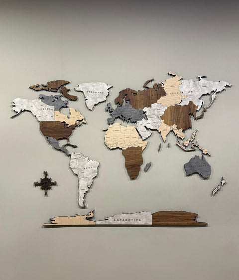Wooden World Map 120 cm / 47"