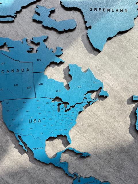 Monochrome Blue World Map - 200 cms wide