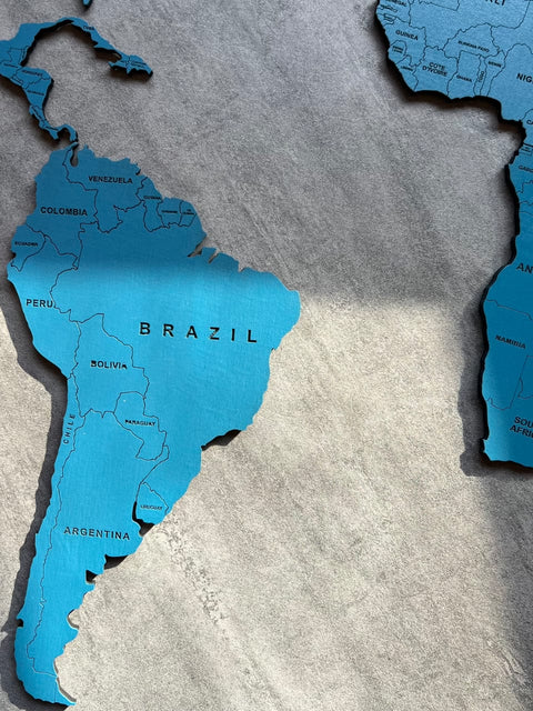 Monochrome Blue World Map - 200 cms wide