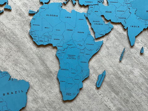 Monochrome Blue World Map - 200 cms wide