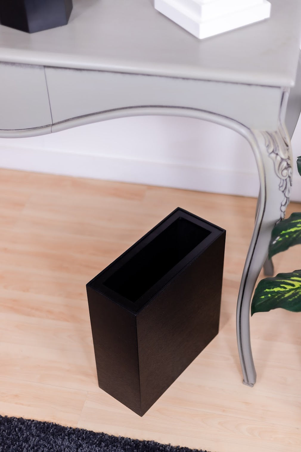 Oblong Black Trash Bin