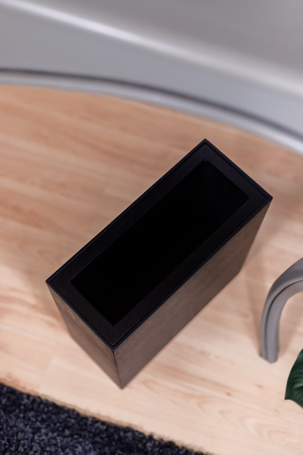 Oblong Black Trash Bin