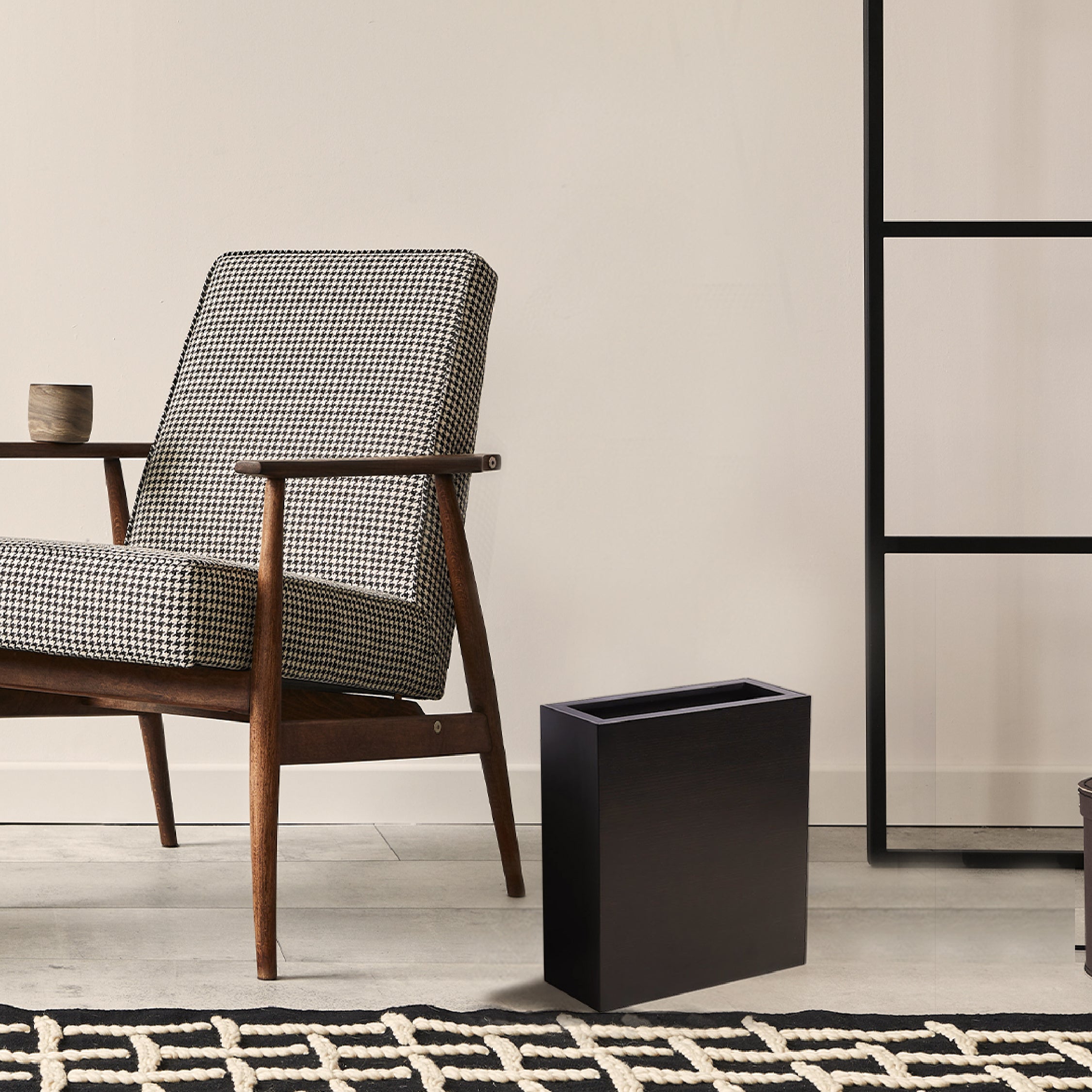 Oblong Black Trash Bin