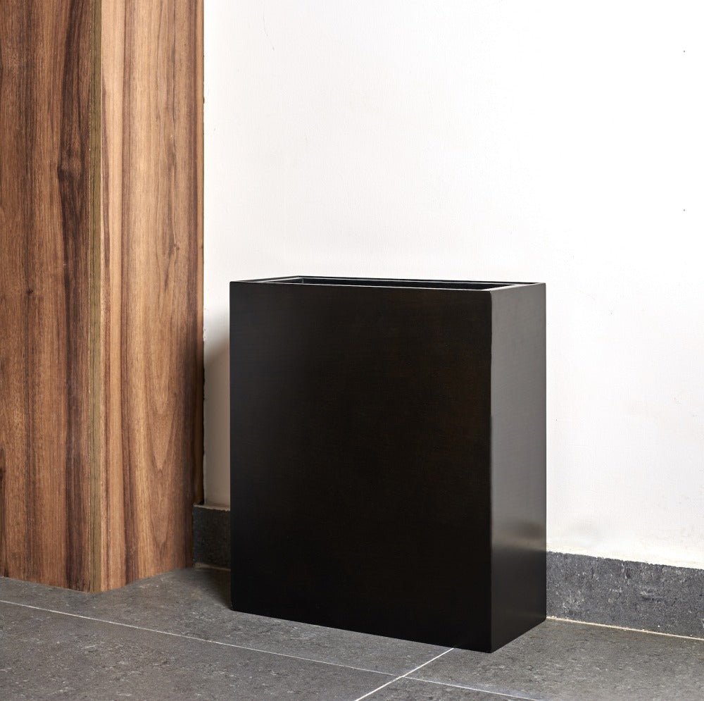 Oblong Black Trash Bin - Wood Workers Global