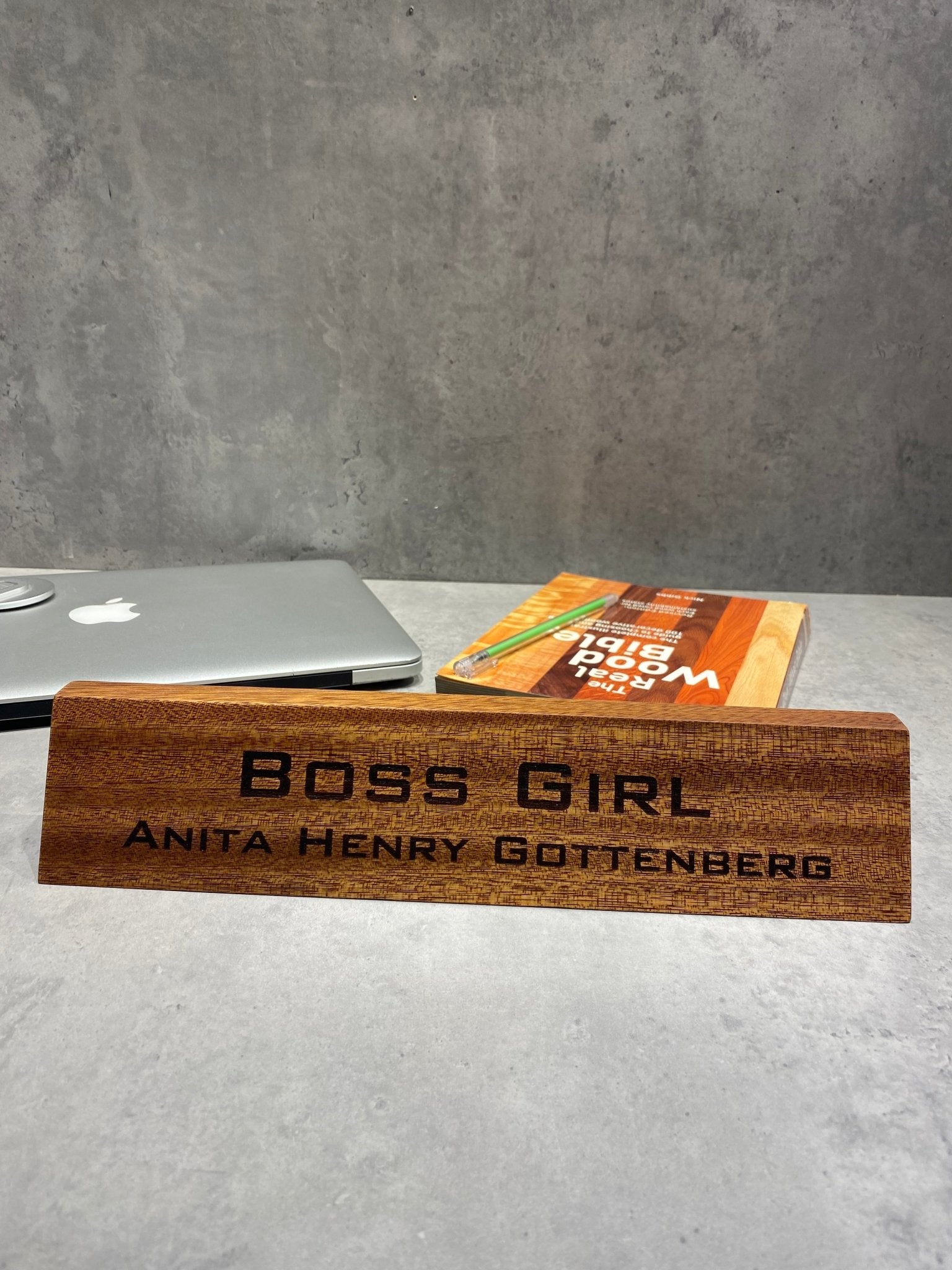 Personalised Wooden Name Tag For Desk - Wood Workers Global