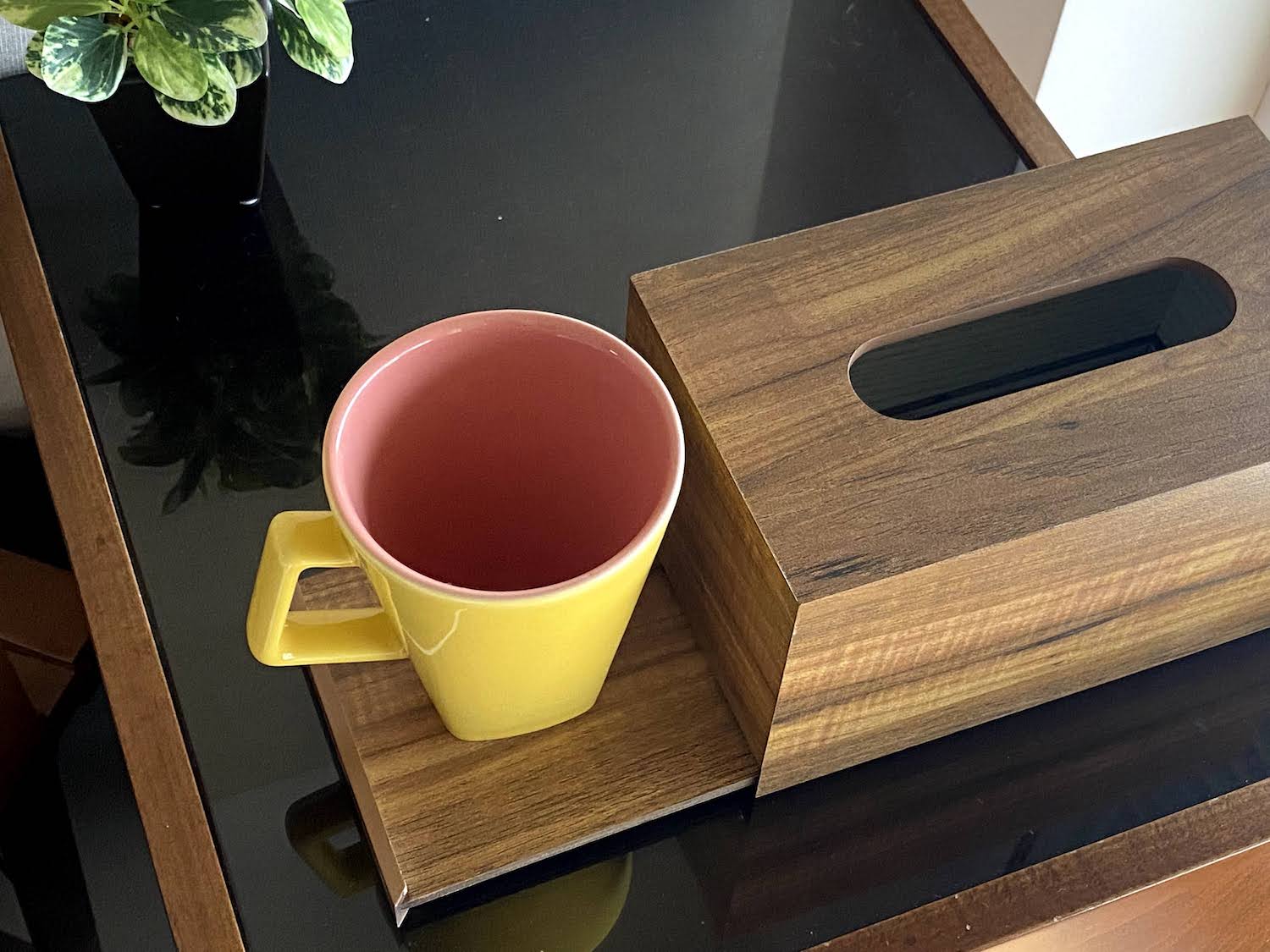 Wooden Office Set of Tray, Trash Bin & Tissue Box - Wood Workers Global