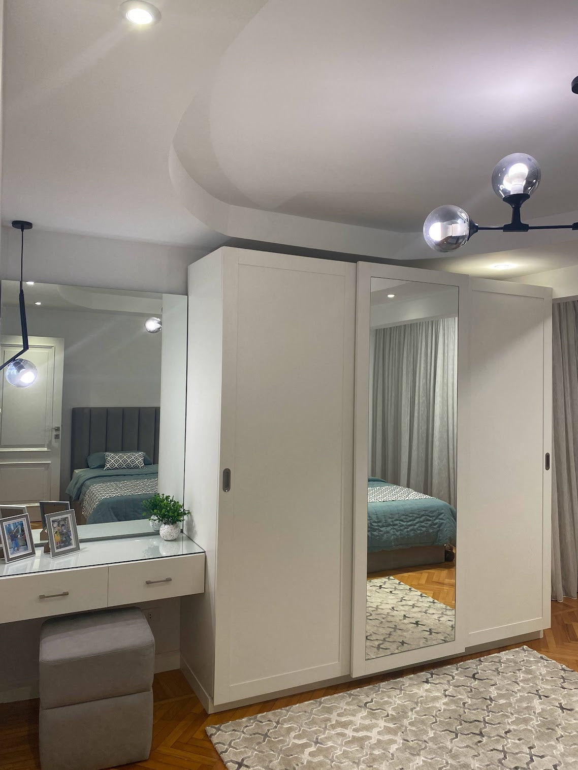 Mirrored Wardrobe in White