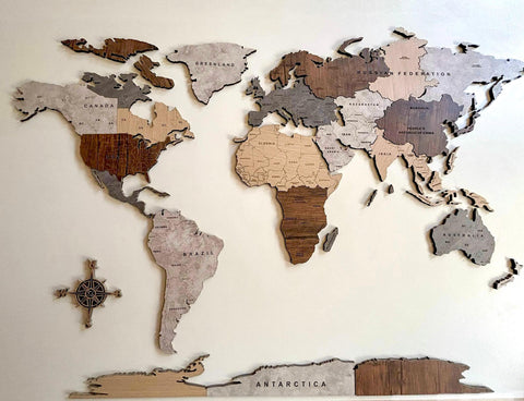 Wooden World Map 120 cm / 47"