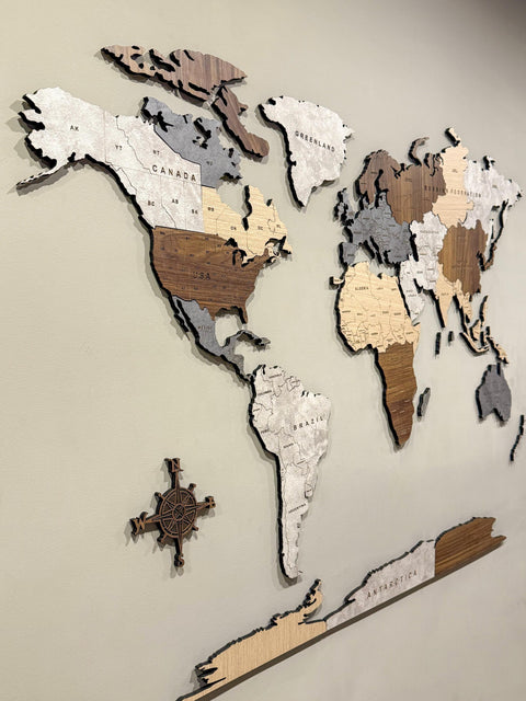 Wooden World Map 120 cm / 47"