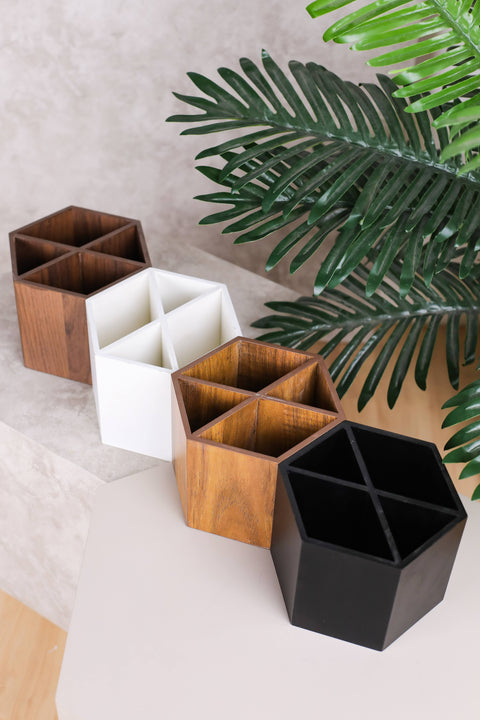 Hexagon Wooden Cutlery Holder