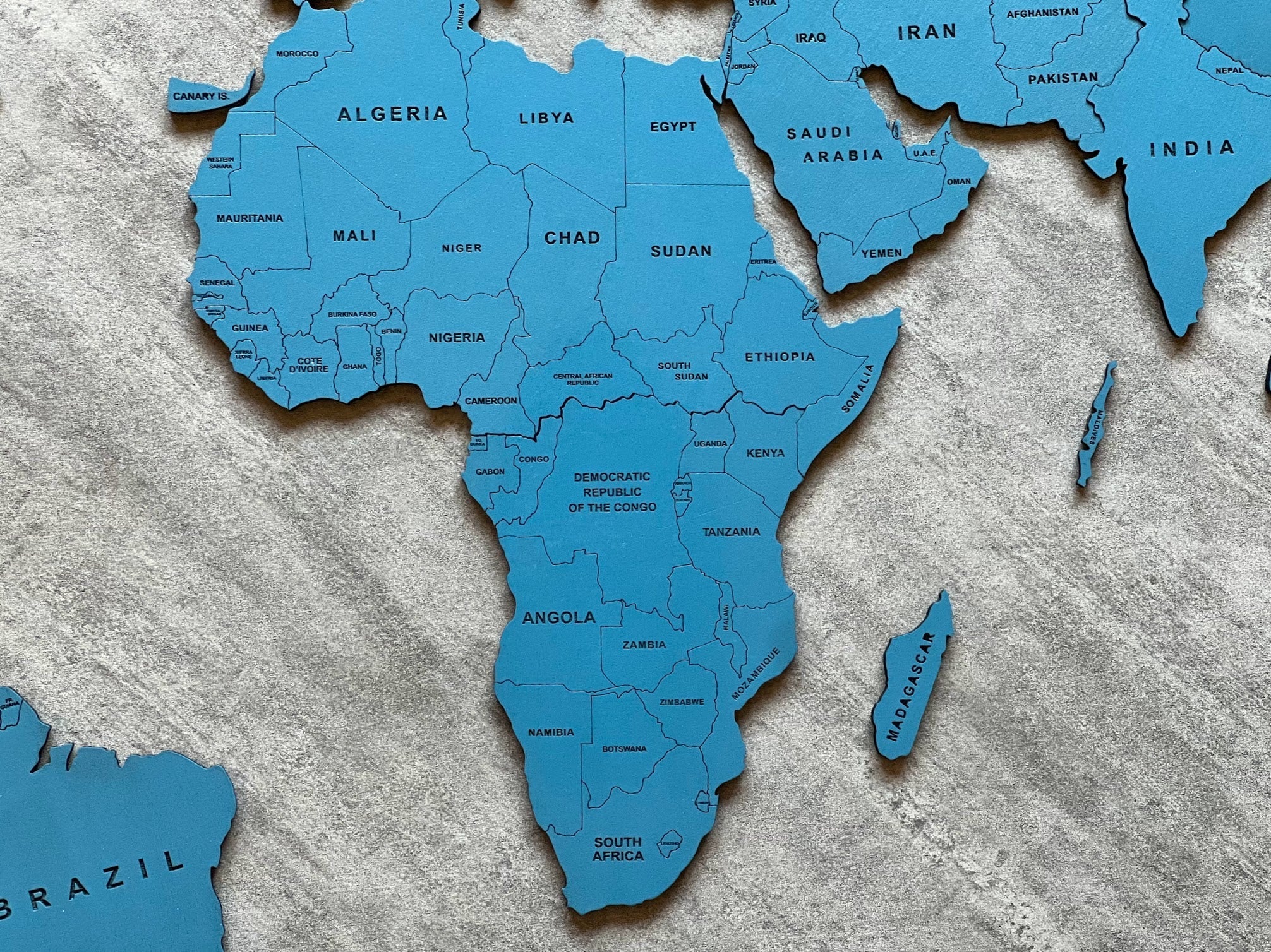 Monochrome World Map - Multiple Sizes