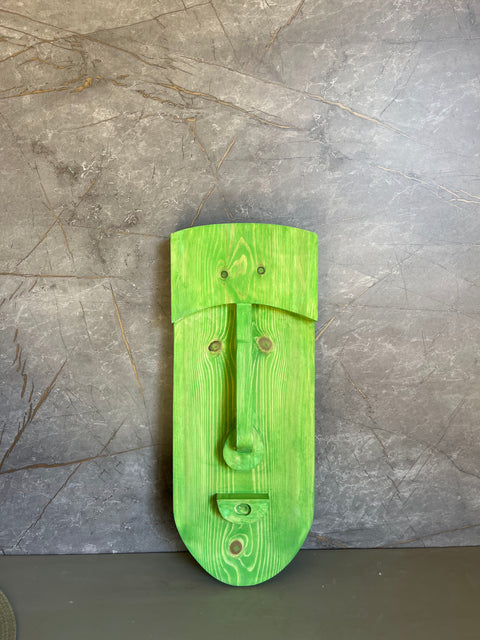 Green Face Wood Art