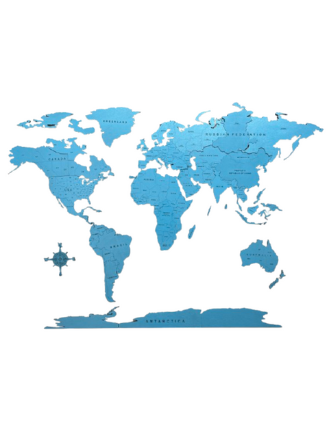 Monochrome World Map - Multiple Sizes