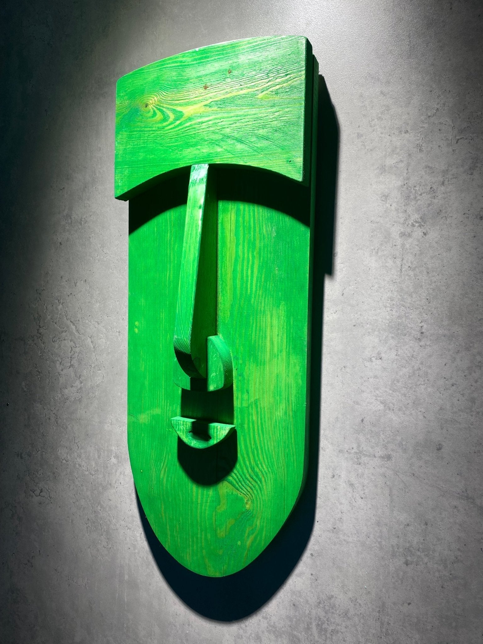 Green Face Wood Art