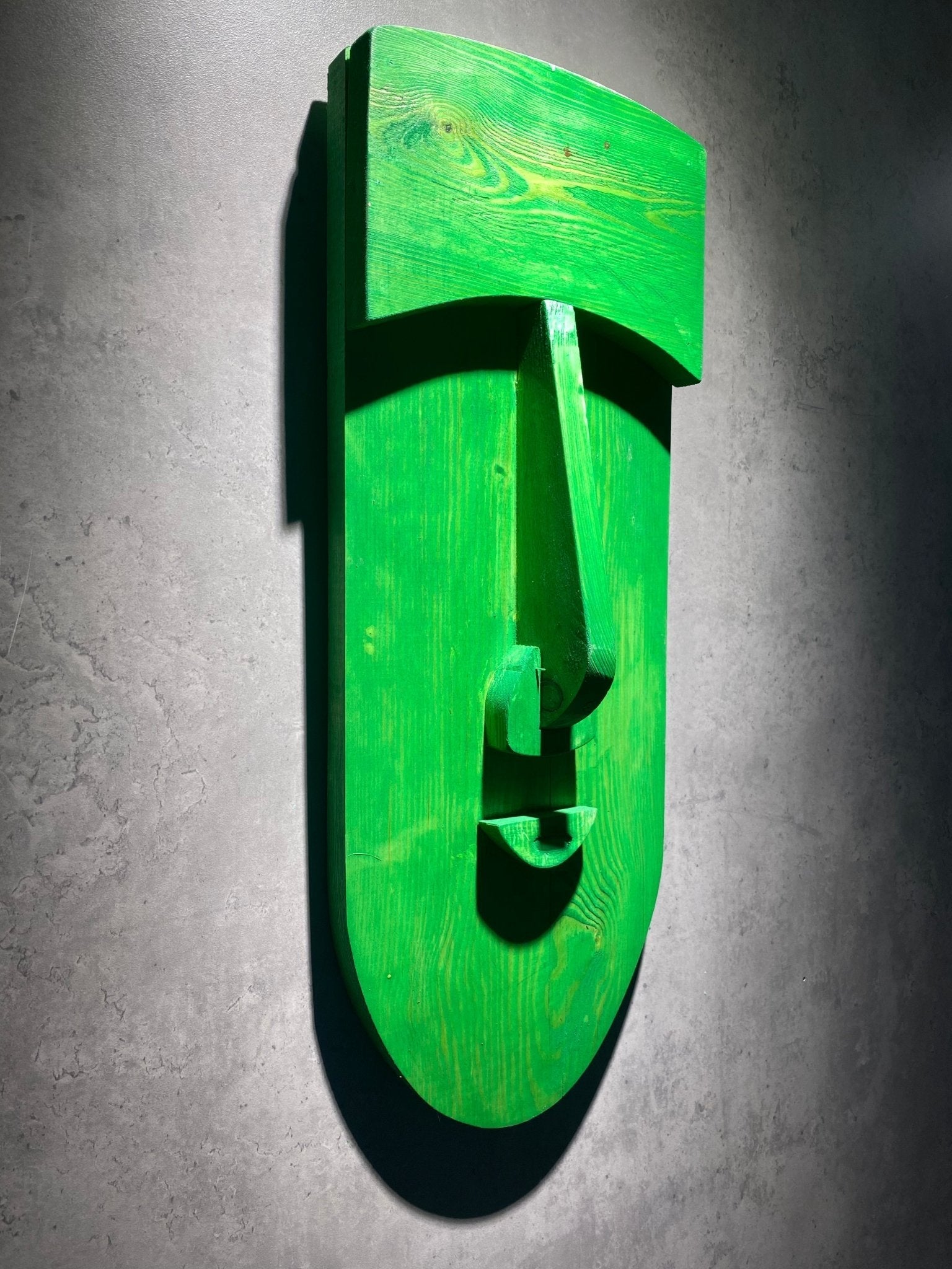 Green Face Wood Art