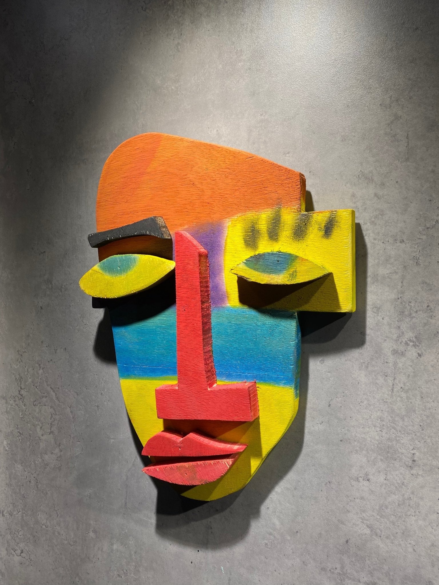 Cubist Wall Hanging Mask - Wood Workers Global