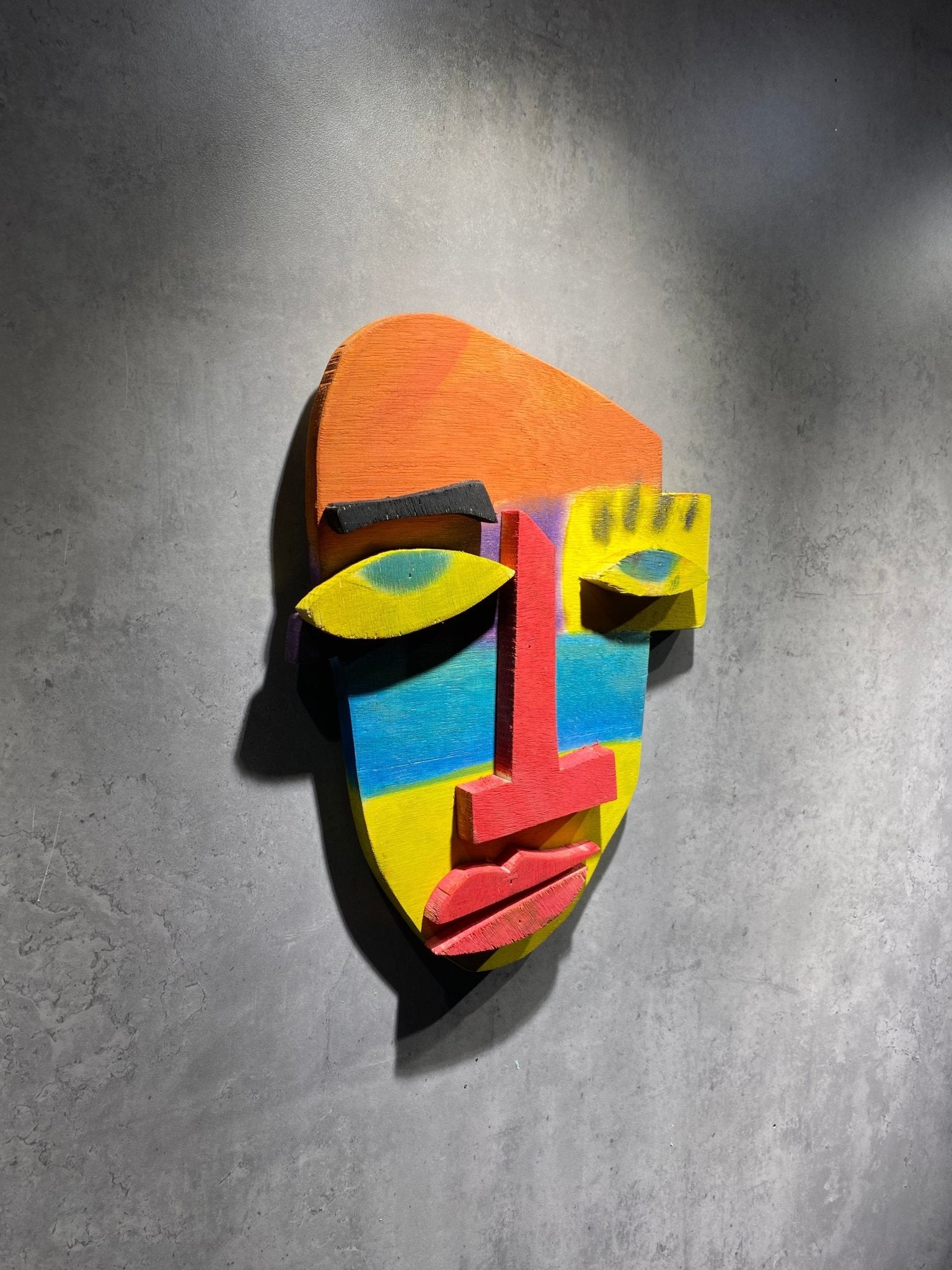Cubist Wall Hanging Mask - Wood Workers Global