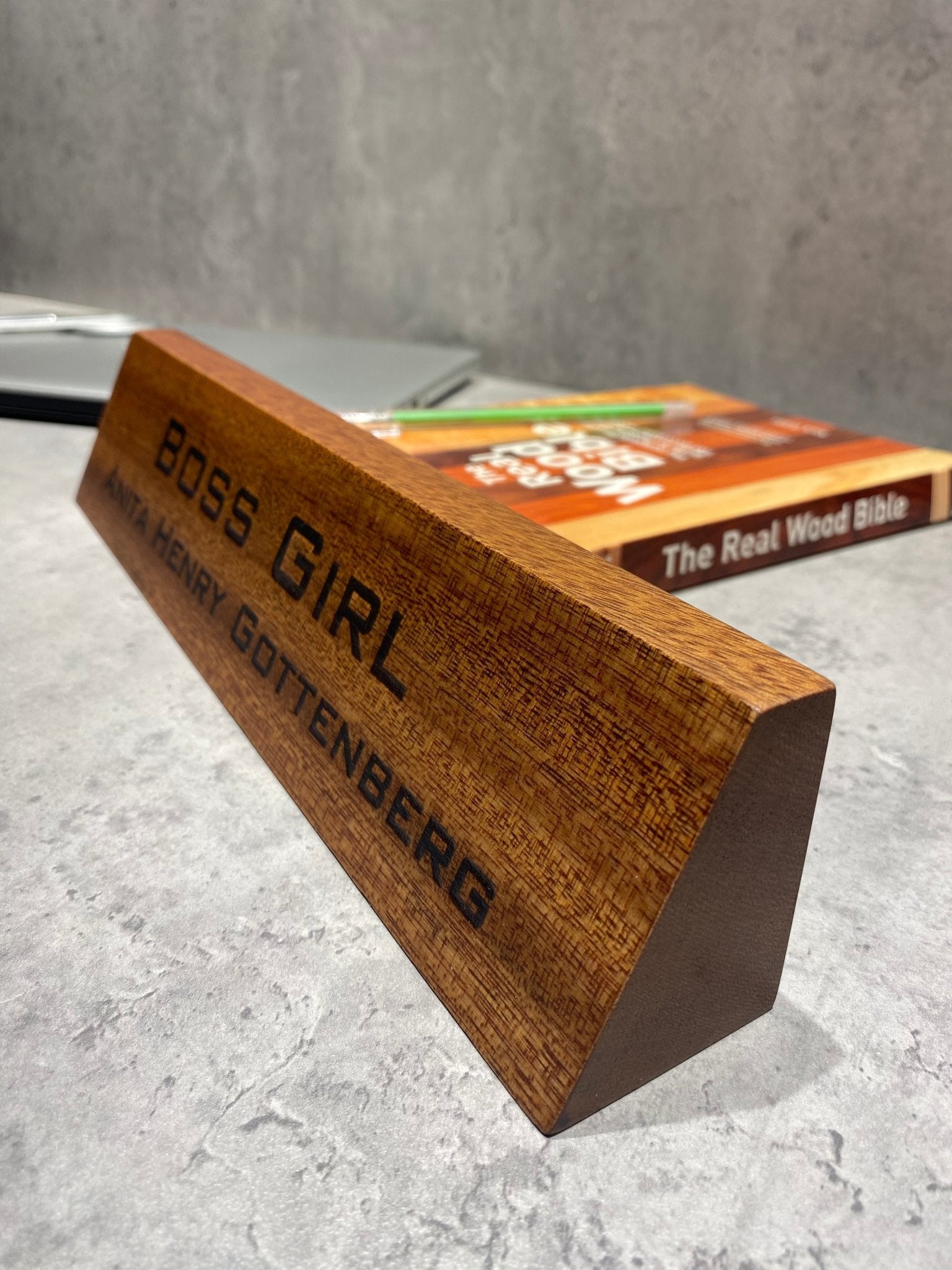 Personalised Wooden Name Tag For Desk - Wood Workers Global