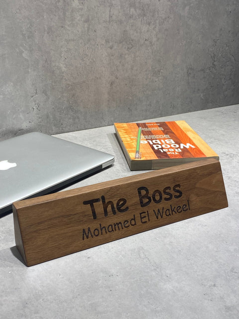 Personalised Wooden Name Tag For Desk - Wood Workers Global