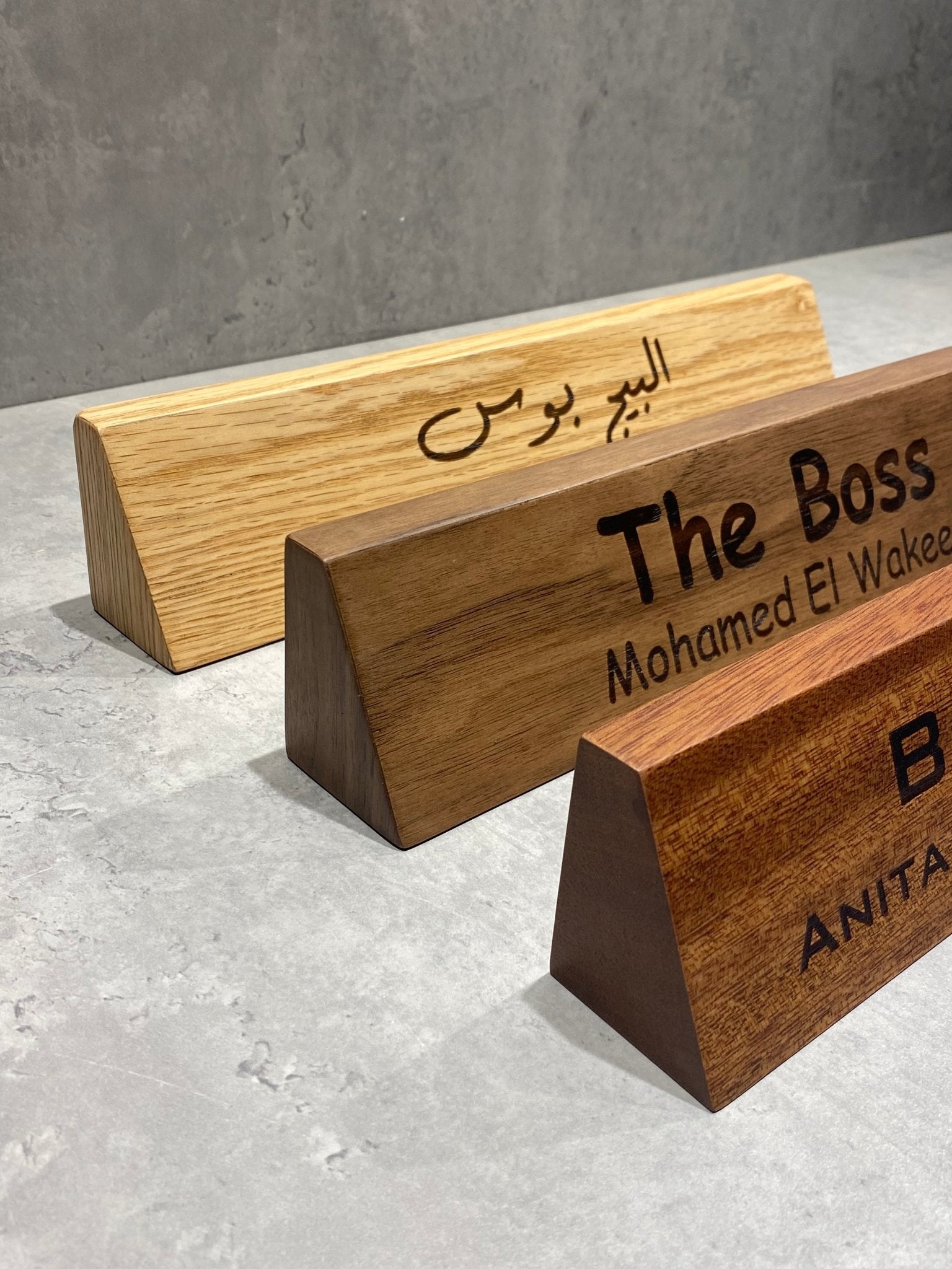 Personalised Wooden Name Tag For Desk - Wood Workers Global