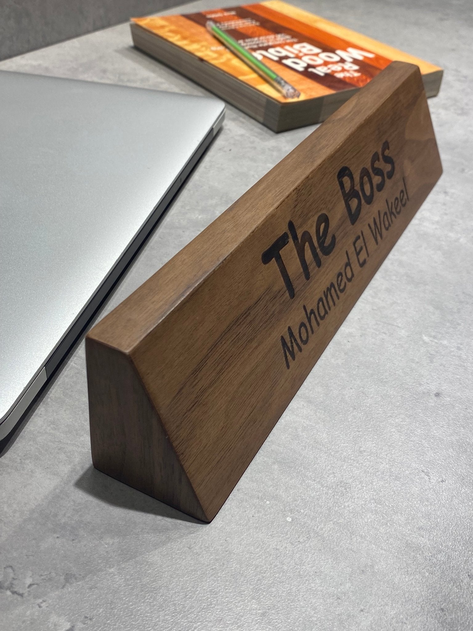 Personalised Wooden Name Tag For Desk - Wood Workers Global