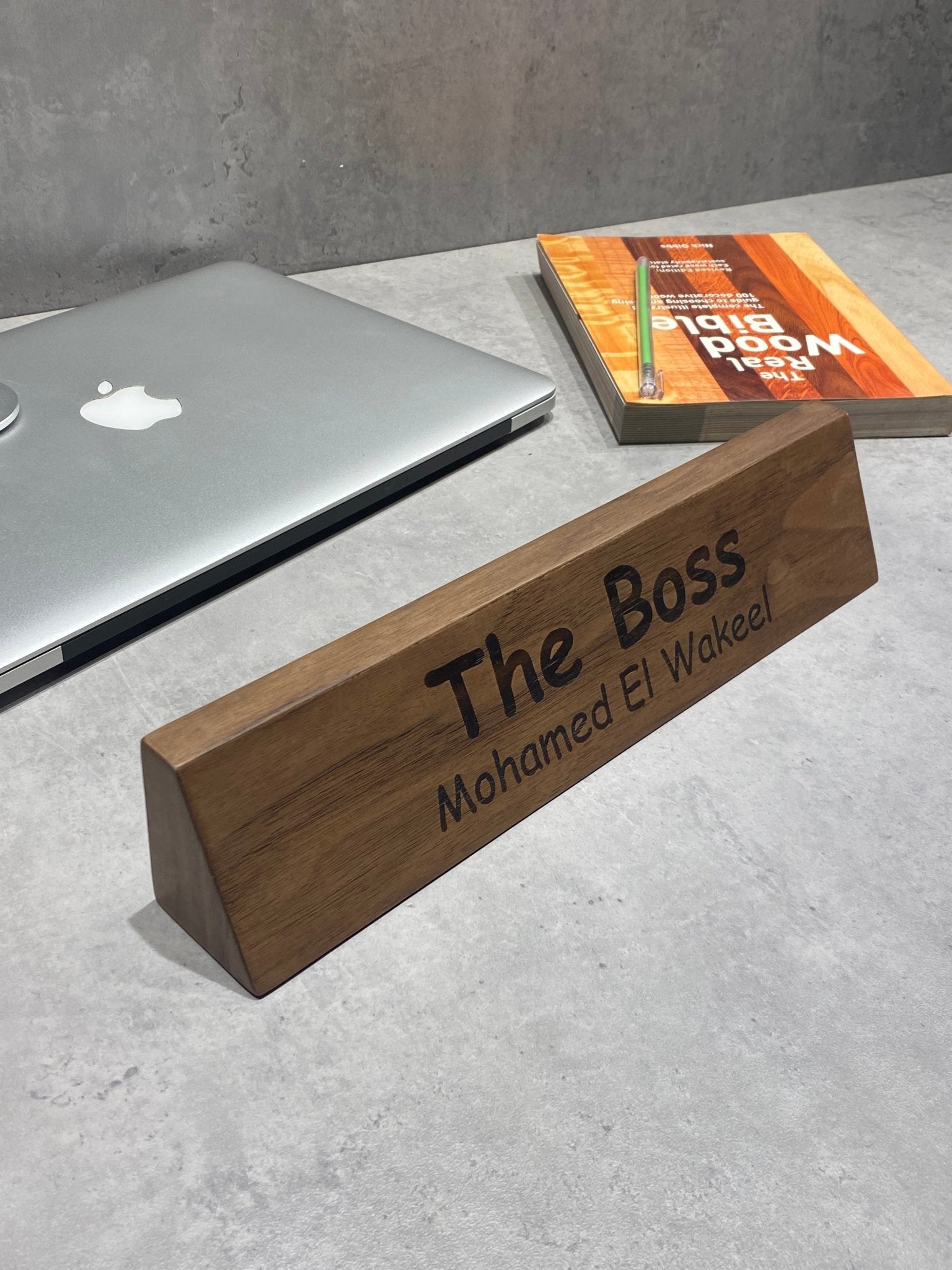 Personalised Wooden Name Tag For Desk - Wood Workers Global