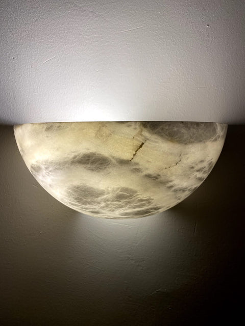 Semi Circular Alabaster Wall Lamp - Wood Workers Global
