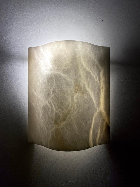 Wavy Alabaster Lamp 25x30 cms marble wall light - Wood Workers Global
