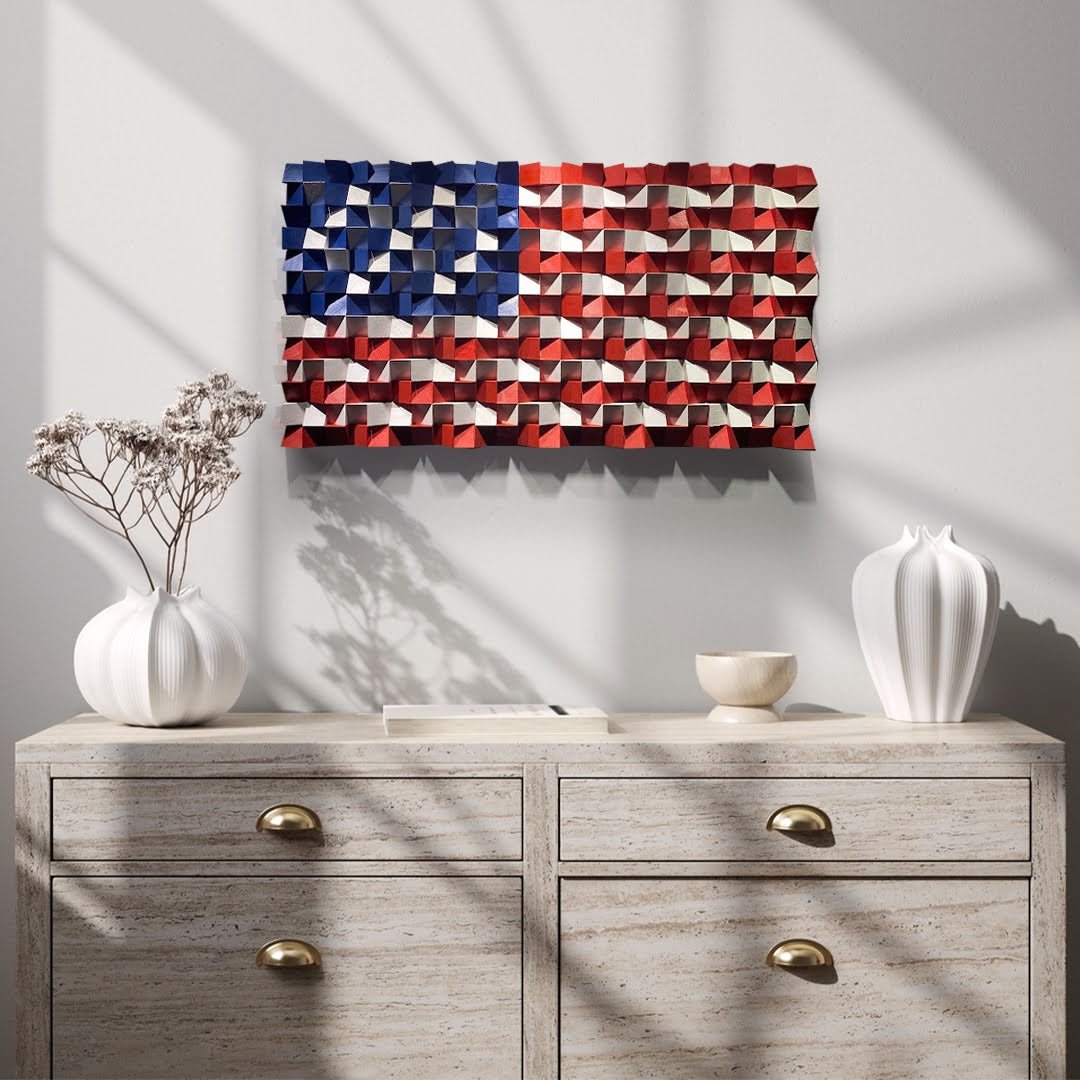 Wood American Flag For Wall - Wood Workers Global