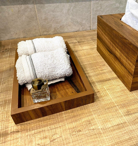 Wooden Bathroom Towel Tray 25x15 cms - Wood Workers Global